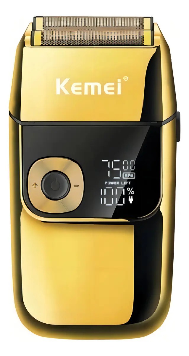 Afeitadora Inalámbrica Kemei KM-2028 Dorada Carga USB Metal Premium