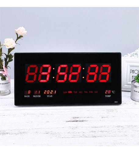 Imagen 8 de 9 de Moderno Reloj De Pared Digital Grande Led Temperatura De Esc