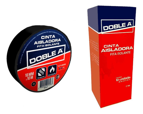 Cinta Aisladora 18mm X 20mts Doble A Pack 10 Rollos Premium