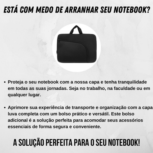 Capa Case Luva Notebook Com Bolso Alça 14 15,6 17 Polegadas