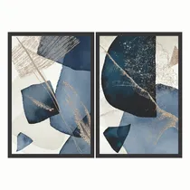 Comprar Dois Quadros Decorativos Abstrato Azul 90x60 Sala Quarto
