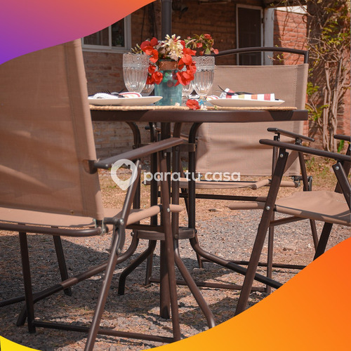 Imagen 4 de 10 de Juego De Jardin Sillas Sillones Mesa 6 Piezas Sombrilla