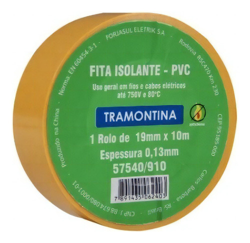 Fita Isolante Color 18mm X 10m Tramontina Cor Amarelo