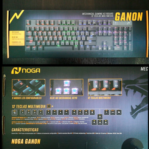 Teclado Noga Ganon Mecanico Gamer Usb Retroiluminado Led Pc