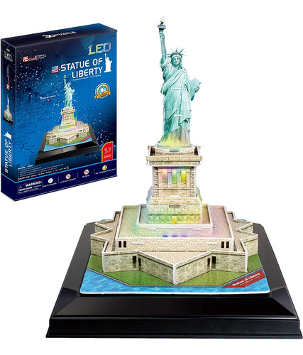 Rompecabezas 3d, Estatua De La Libertad, Luz Led