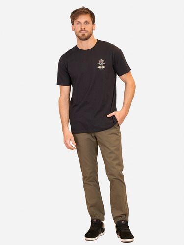 Polera M/c Retro Search Tee Negro Hombre Rip Curl