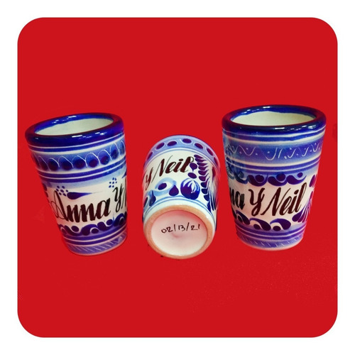 Imagen 5 de 10 de Set 30 Tequileros Shot Personalizados Talavera Poblana Tql