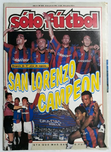 Revista Solo Futbol 523 - San Lorenzo Campeon Clausura 95 Fs
