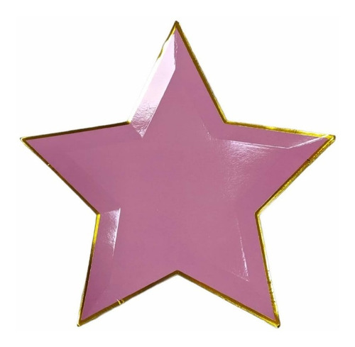 Plato Polipapel Estrella Pastel Con Borde Dorado X6 Uni