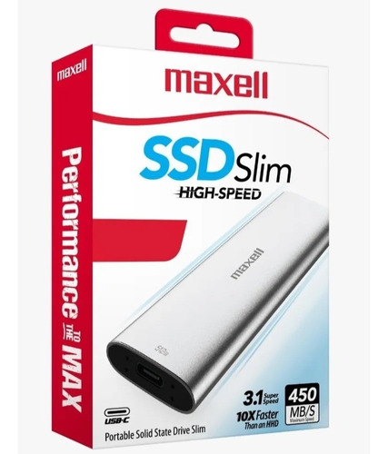 Disco Solido Externo Portátil Maxell 256gb 3.1 Usb-c