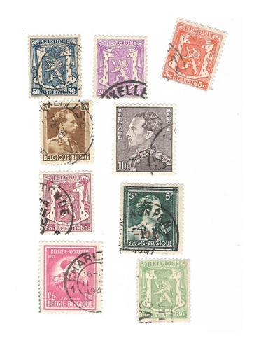 Lt1554.lote De 9 Sellos De Belgica 1936-1949