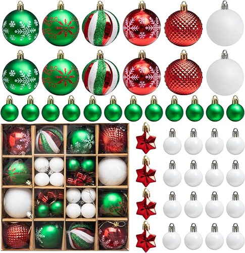 44 Bolas De Navidad Adornos Para Arbol De Navidad Rojo Verde