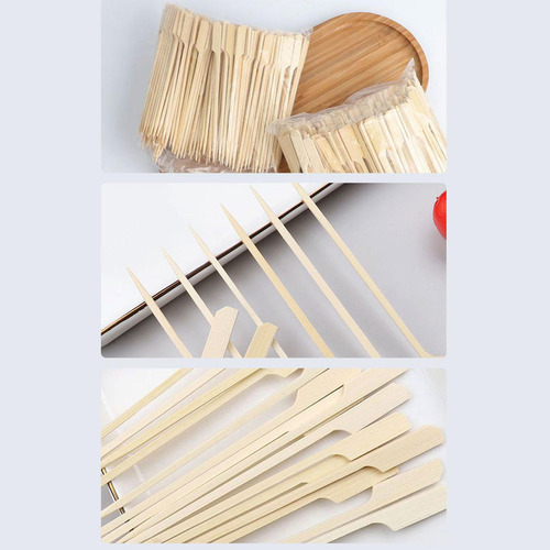 4 Set De 100 Brochetas De Madera Natural Para 4 Piezas