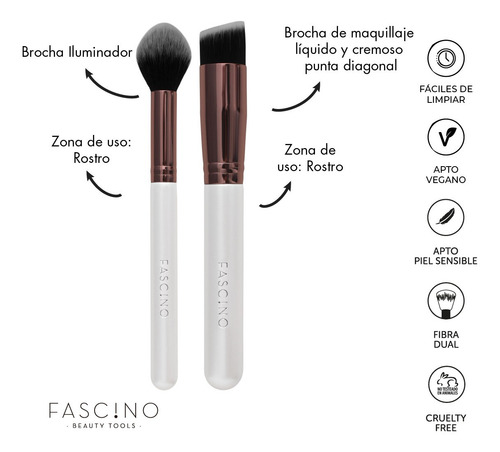 Imagen 6 de 12 de Set 15 Brochas Y Pinceles De Maquillaje Crueltyfree Fascino