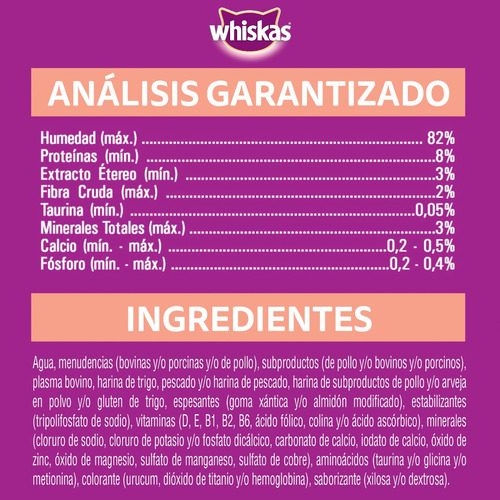 Whiskas Alimento Húmedo Sobrecito Gato Salmón Salsa 12 Un
