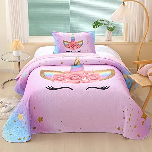 Juego De Cama De Unicornio De Microfibra Suave, Juego D...