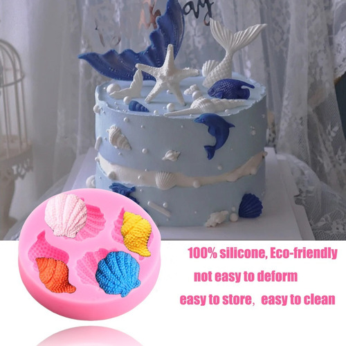 5pcs Molde De Silicona Concha Fondant Resina Estrella De Mar