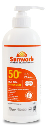 Protector Solar Sunwork Fps 50+ Formato De 1 Kg Uvb, Uva