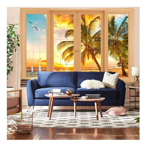 Fendrom Tapiz De Playa Beach Tropical Island Palm Tree Seas