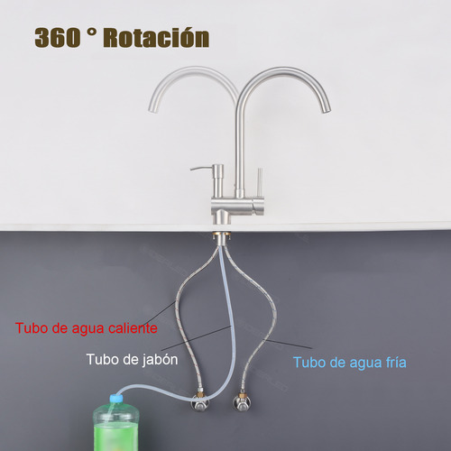 El Grifo De La Cocina Con Jabón Líquido Puede Girar 360 ° Y