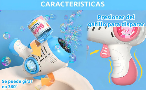 Burbujero Automático Pistola De Burbujas Con Luces A Pilas Rosa