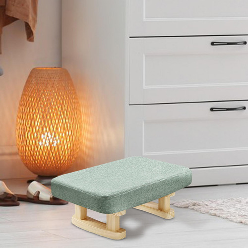 Wv Reposapiés Con Patas De Madera, Taburete Rectangular Con