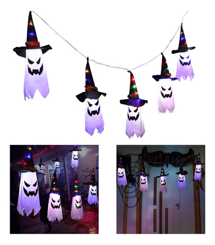 2 Impermeable Led Sombrero De Mago Cadena De Luces Fantasma