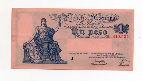 Billete 1 Peso Moneda Nacional Progreso Bottero 1830 Ex
