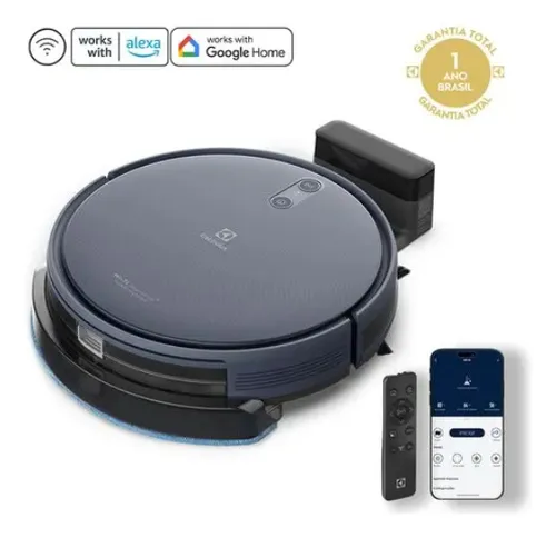 Robô Aspirador de Pó 4 em 1 Electrolux Wi-Fi MOP Passa Pano Seco ...