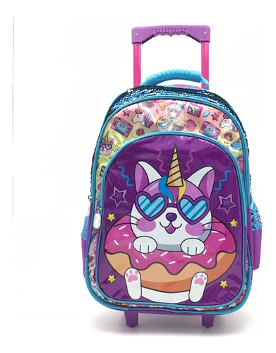 Mochila Phi Phi Bags Gatito Uniconio Con Carro 45 Cm Ub