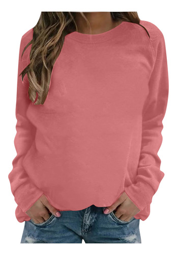 Sudadera D Para Mujer, Manga Larga, Cuello Redondo, Blusa