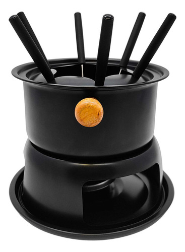 Aparelho De Fondue Para 6 Pessoas Compacto De Cerâmica Cor Preto