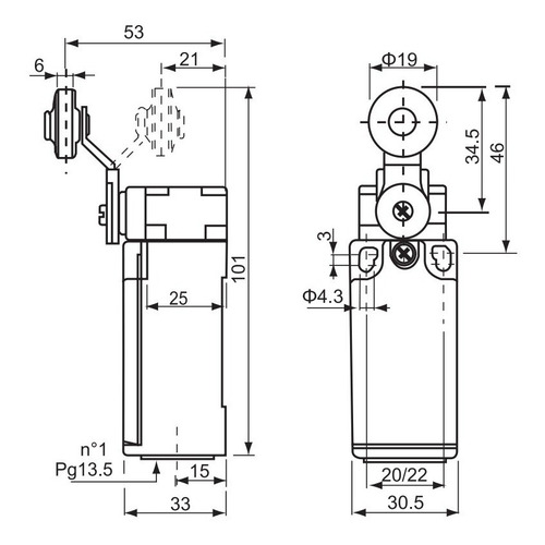 Imagen 2 de 2 de Cze-00-im Cntd Interruptor Limite 1nc+1no Palanca Rodillo