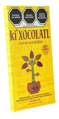 Ki Xocolatl Amarillo 72% Cacao, Limon Y Almendras, Natural