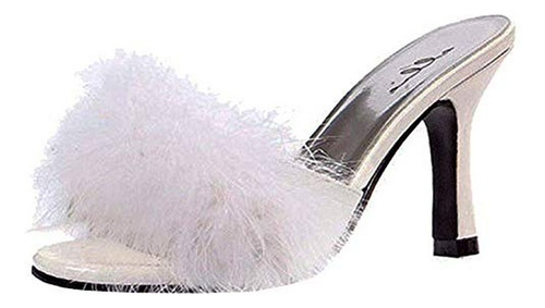 Ellie Shoes Women's 3.5 Inch Heel Maribou Slippers (white;11
