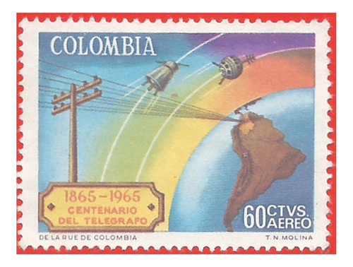 1965. Estampilla Centenario Del Telégrafo, Colombia. Slg1