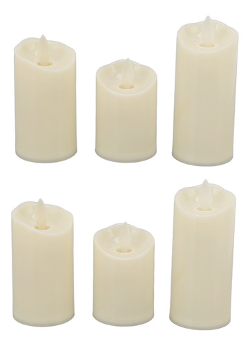 6 Velas Led Con 3 Botones, Pilas De Plástico Parpadeante