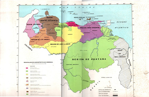 Mapa De Venezuela De 1980 Regionalizacion Administrativa