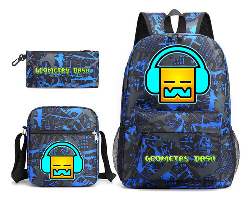 Mochila Escolar Geometry Dash Geometry Sprint De Tres Piezas