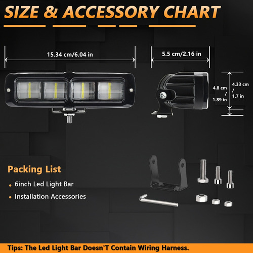 Barra De Luces Led O72 Piezas De 6 Pulgadas, Luz Antiniebla