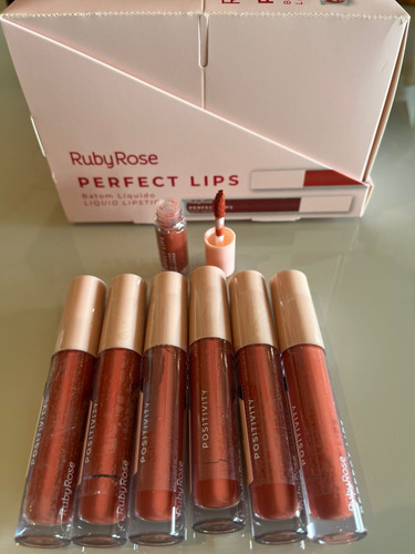Kit 4 Batons Líquido Matte Perfect Lips Ruby Rose Positivity