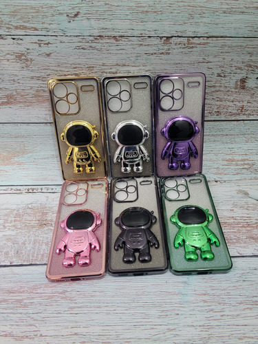 Funda De Brillo Con Astronauta Para Xiaomi Note 13 Pro Plus Fucsia