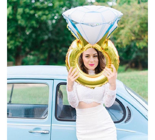 Imagen 5 de 6 de Globo Gigantes Anillo Compromiso Boda Despedida 82cm+ Regalo