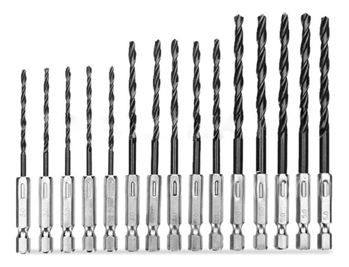 Kit De Brocas Hss Twistdrill, 1/4 De Pulgada, Recta, 15 Unid