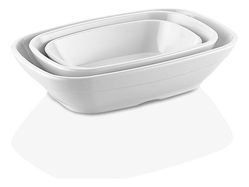Set De 4 Plato Rectangular Pc Blanco