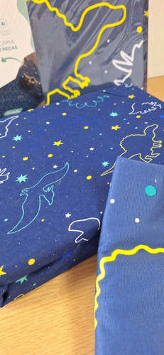 Jogo De Cama Solteiro Elástico Dinossauro Gatinho Pac-man