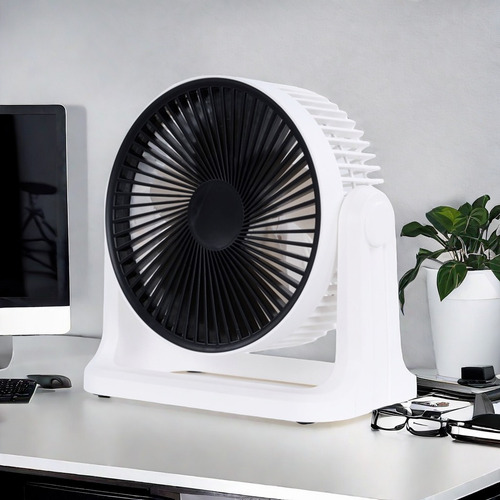 Ventilador De Escritorio Portátil Con 5 Aspas De Plástico 20.32 Cm 6w Blanco/negro Negro Plástico Pp 5