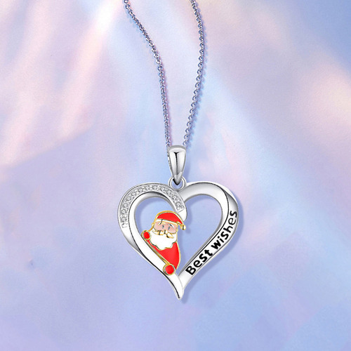 Collar Con Colgante En Forma De Corazón De Papá Noel Para Mu