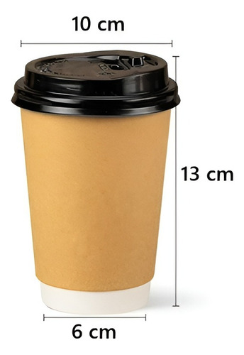 Set 100 Vasos Desechables Kraft Vaso Doble Pared C/tapa 12oz Color Marrón claro / vaso kraft doble pared 12oz