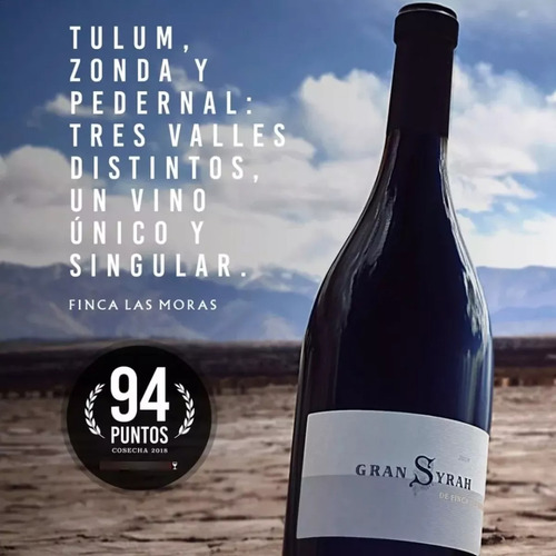 Vino tinto Syrah Finca las Moras 750 ml pack x 3 u
